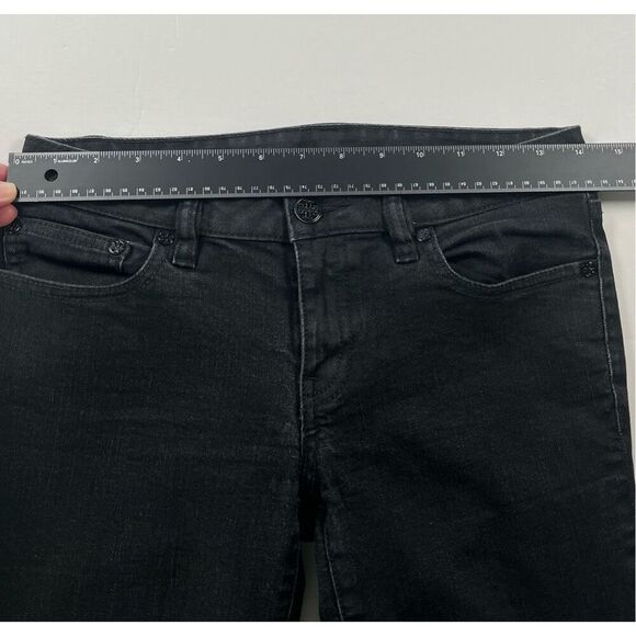 Tory Burch Ivy Super Skinny 5 Pocket Charcoal Jeans Back Pocket Logo Size 26 - Picture 6 of 10